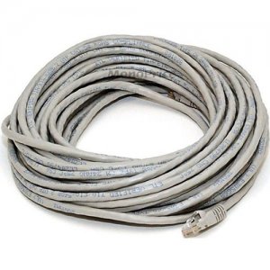 Monoprice 50FT 24AWG Cat5e 350MHz UTP Crossover Bare Copper Ethernet Network Cable - Gray 291