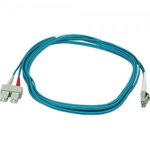 Monoprice 10Gb Fiber Optic Cable, LC/SC, Multi Mode, Duplex - 3 Meter (50/125 Type) - Aqua 6392