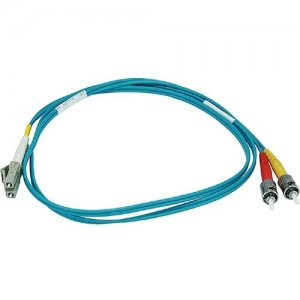 Monoprice 10Gb Fiber Optic Cable, LC/ST, Multi Mode, Duplex - 1 Meter (50/125 Type) - Aqua 6395