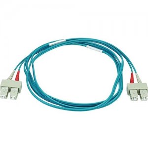 Monoprice 10Gb Fiber Optic Cable, SC/SC, Multi Mode, Duplex - 2 Meter (50/125 Type) - Aqua 6401
