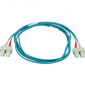 Monoprice 10Gb Fiber Optic Cable, SC/SC, Multi Mode, Duplex - 2 Meter (50/125 Type) - Aqua 6401