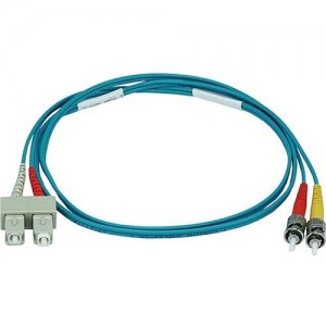 Monoprice 10Gb Fiber Optic Cable, ST/SC, Multi Mode, Duplex - 1 Meter (50/125 Type) - Aqua 6405