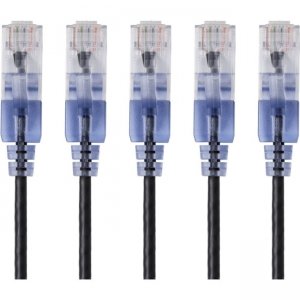 Monoprice 5-Pack, SlimRun Cat6A Ethernet Network Patch Cable, 14ft Black 15145