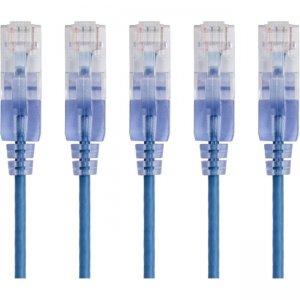 Monoprice 5-Pack, SlimRun Cat6A Ethernet Network Patch Cable, 14ft Blue 15146