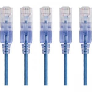 Monoprice 5-Pack, SlimRun Cat6A Ethernet Network Patch Cable, 14ft Blue 15146
