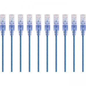 Monoprice 10-Pack, SlimRun Cat6A Ethernet Network Patch Cable, 3ft Blue 15154