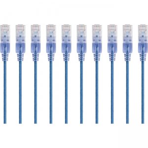 Monoprice 10-Pack, SlimRun Cat6A Ethernet Network Patch Cable, 7ft Blue 15162