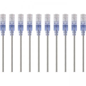 Monoprice 10-Pack, SlimRun Cat6A Ethernet Network Patch Cable, 14ft Gray 15171
