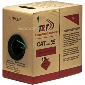 Monoprice 1000ft Cat5e Bulk Bare Copper UTP 24AWG Solid CMR ETL - Green 15382