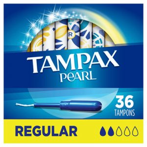 Tampax Pearl Tampons, Regular, 36/Box, 12 Box/Carton PGC71127 71127