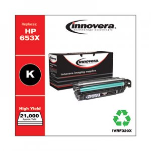 Innovera Remanufactured Black High-Yield Toner, Replacement for HP 653X (CF320X), 21,000 Page-Yield IVRF320X