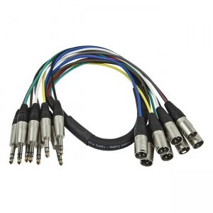 Monoprice 1 Meter (3ft) 8-Channel 1/4inch TRS Male to XLR Male Snake Cable 601296