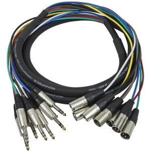 Monoprice 3 Meter (10ft) 8-Channel 1/4inch TRS Male to XLR Male Snake Cable 601297