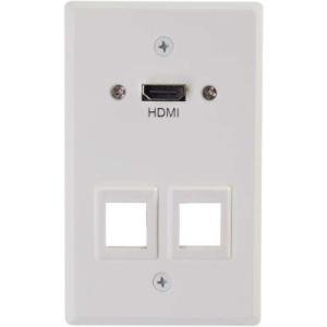 C2G HDMI Pass Through Single Gang Wall Plate with Two Keystones - White 60161
