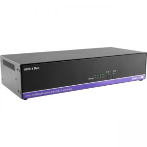 SmartAVI 4-Port Dual HDMI KVM Switch with USB 2.0 and Audio Sharing HDN-4DUO-S HDN-4 Duo