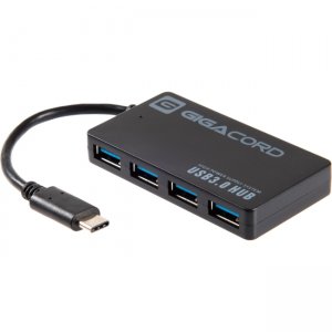 CP TECH Gigacord USB 3.1c to 4-port USB 3.0 Non Powered Hub, Black GC-31500