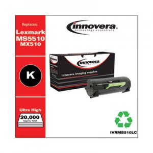 Innovera Remanufactured Black Ultra High-Yield Toner, Replacement for Lexmark MS510/MX510, 20,000 Page-Yield IVRMS510LC