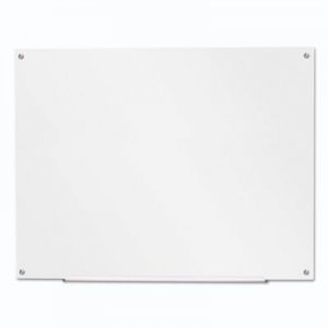 Universal Frameless Glass Marker Board, 48" x 36", White UNV43233