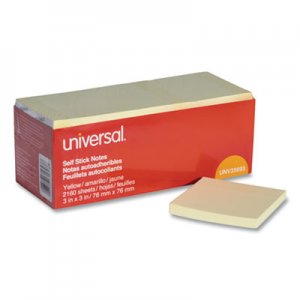 Universal Self-Stick Note Pads, 3" x 3", Yellow, 90-Sheet, 24/Pack UNV35693