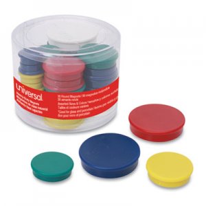 Universal Assorted Magnets, Assorted Sizes, Assorted Colors, 30/Pack UNV31251