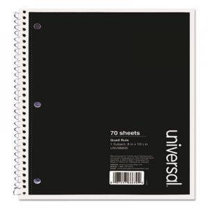 Universal Wirebound Notebook, 4 sq/in Quadrille Rule, 10.5 x 8, White, 70 Sheets UNV66630