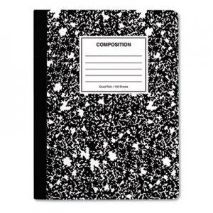 Universal Composition Book, 4 sq/in Quadrille Rule, Black Marble, 9.75 x 7.5, 100 Sheets, 6/Pack UNV20957