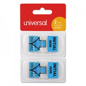 Universal Deluxe Message Arrow Flags, "Intital Here", Blue, 100/Pack UNV99009