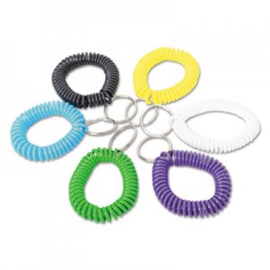 Universal Wrist Coil Plus Key Ring, Plastic, Assorted Colors, 6/Pack UNV56051