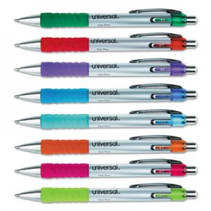 Universal Comfort Grip Deluxe Retractable Gel Ink Roller Ball Pen, 0.7 mm, Assorted, 36/ST UNV39725 39725