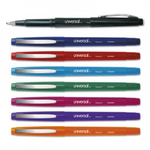 Universal Deluxe Porous Tip Stick Pen, Assorted Ink, Medium, 8 per Pack UNV50504