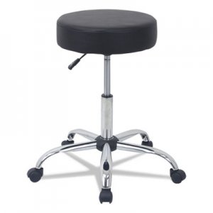 Alera Height Adjustable Lab Stool, 24.38" Seat Height, Supports up to 275 lbs., Black Seat/Black Back, Chrome Base