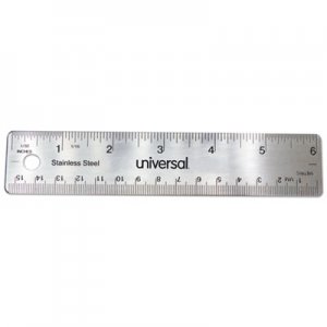 Universal Stainless Steel Ruler, Standard/Metric, 6" UNV59026