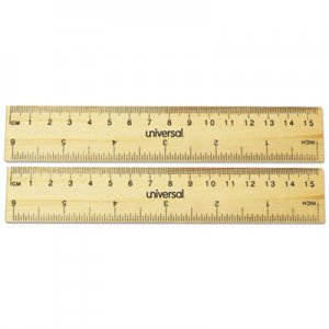 Universal Flat Wood Ruler, Standard/Metric, 6" UNV59024