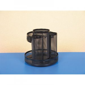 Universal Metal Mesh Rotating Desktop Organizer, 6 1/2 dia x 6 1/8h, Black UNV20022