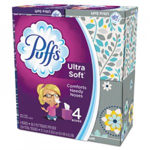 Puffs Ultra Soft Facial Tissue, 2-Ply, White, 56 Sheets/Box, 4 Boxes/Pack PGC35295PK 35295PK
