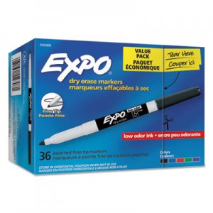 EXPO Low-Odor Dry Erase Marker Office Pack, Fine Bullet Tip, Assorted Colors, 36/Pack SAN2003893 2003893