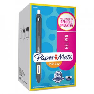 Paper Mate InkJoy Retractable Gel Pen, Medium 0.7mm, Black Ink/Barrel, 36/Pack PAP2003996 2003996