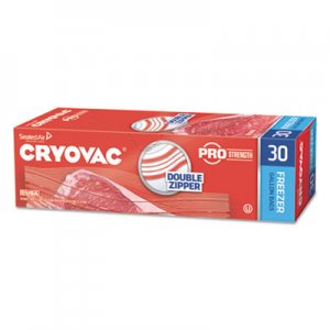 Diversey Cryovac One Gallon Freezer Bag Dual Zipper, 1 gal, 2.5 mil, 10.5" x 10.94", Clear, 270