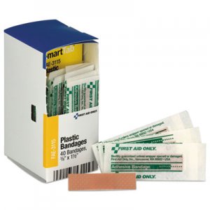 First Aid Only Refill f/SmartCompliance Gen Business Cabinet, Plastic Bandages, 3/8 x1.5, 40/Bx FAOFAE3115 FAE-3115