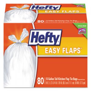 Hefty Easy Flaps Trash Bags, 13 gal, 0.69 mil, 23.75" x 28", White, 480/Carton PCTE84563CT E8-4563