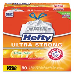 Hefty Ultra Strong Scented Tall White Kitchen Bags, 13 gal, 0.9 mil, 23.75" x 24.88", White, 240