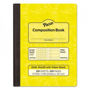 Pacon Composition Book, 7 1/2" x 9 1/4", Subject, 100 Sheets, Yellow PACMMK37163 MMK37163