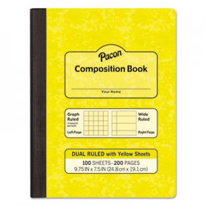 Pacon Composition Book, 7 1/2" x 9 1/4", Subject, 100 Sheets, Yellow PACMMK37163 MMK37163