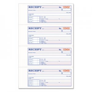 Adams TOPS 3-Part Hardbound Receipt Book, 7 x 2 3/4, Carbonless, 200 Sets/Book ABFTCH1185 TCH1185