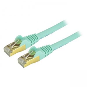StarTech.com Cat6a Ethernet Patch Cable - Shielded (STP) - 4 ft., Aqua C6ASPAT4AQ