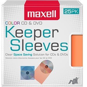 Maxell CD/DVD Keeper Sleeves - Color (25 Pack) 190151
