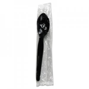 Boardwalk Heavyweight Wrapped Polystyrene Cutlery, Teaspoon, Black, 1,000/Carton BWKTSHWPSBIW