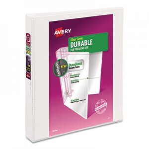 Avery Durable View Binder with DuraHinge and Slant Rings, 3 Rings, 1" Capacity, 11 x 8.5, White, 4/Pack