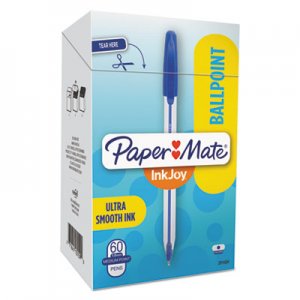 Paper Mate InkJoy 50ST Stick Ballpoint Pen, 1mm, Blue Ink, White/Blue Barrel, 60/Pack PAP2014534 2014534