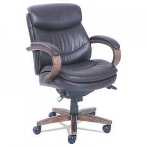 La-Z-Boy Woodbury Mid-Back Executive Chair, Supports up to 300 lbs., Brown Seat/Brown Back, Weathered Sand Base